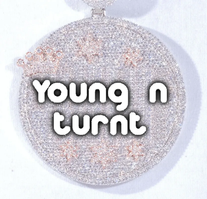 CUSTOM LETTER NECKLACE 3D BIG CROWN DISC sold by The GUU Shop