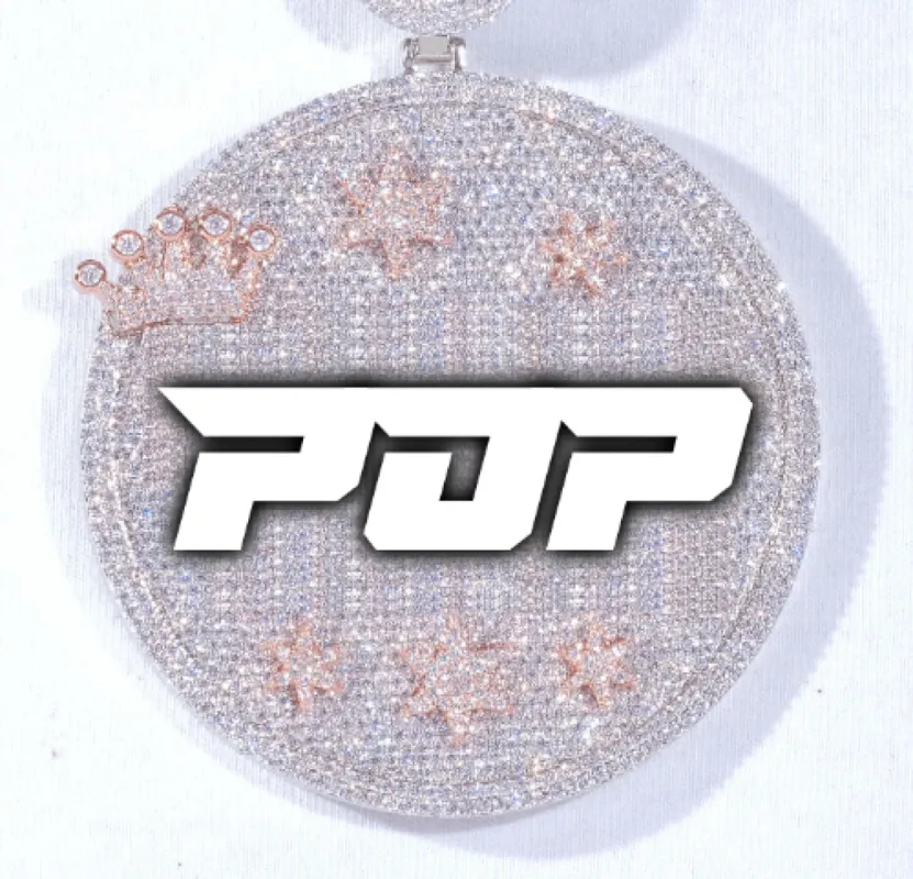 CUSTOM LETTER NECKLACE 3D BIG CROWN DISC sold by The GUU Shop