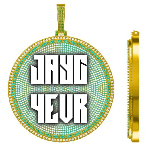 CUSTOM LETTER NECKLACE 3D BIG DISC sold by The GUU Shop