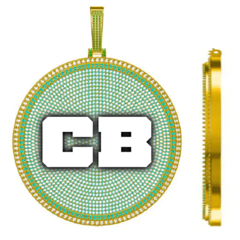 CUSTOM LETTER NECKLACE 3D BIG DISC sold by The GUU Shop