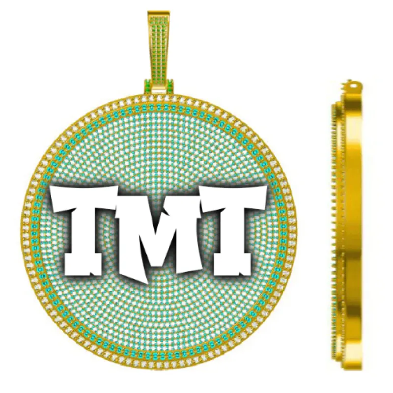 CUSTOM LETTER NECKLACE 3D BIG DISC sold by The GUU Shop