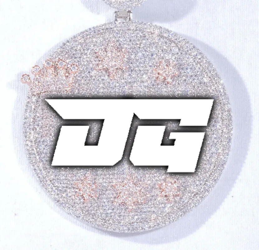 CUSTOM LETTER NECKLACE 3D BIG CROWN DISC sold by The GUU Shop