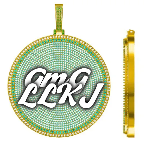 CUSTOM LETTER NECKLACE 3D BIG DISC sold by The GUU Shop