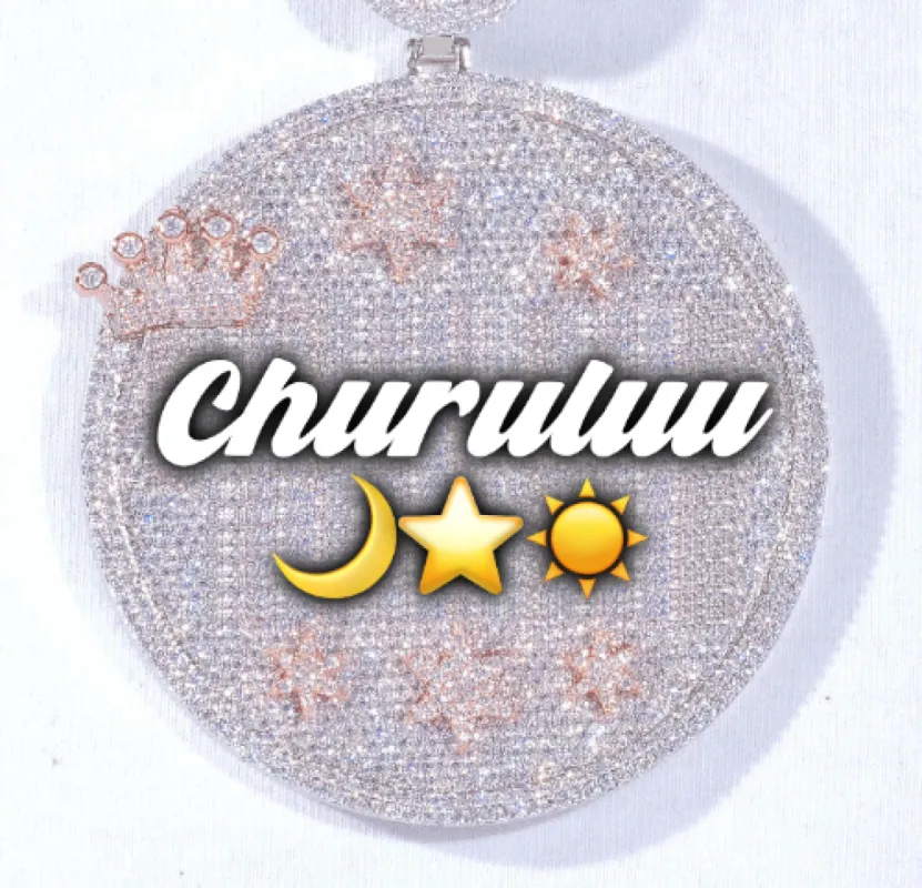 CUSTOM LETTER NECKLACE 3D BIG CROWN DISC sold by The GUU Shop