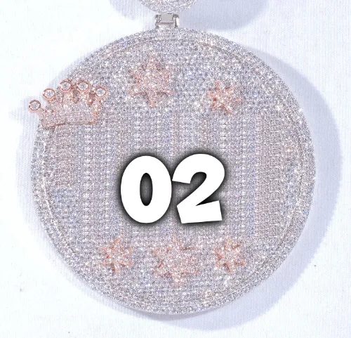 CUSTOM LETTER NECKLACE 3D BIG CROWN DISC sold by The GUU Shop