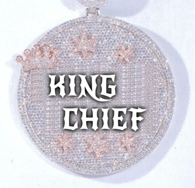 CUSTOM LETTER NECKLACE 3D BIG CROWN DISC sold by The GUU Shop