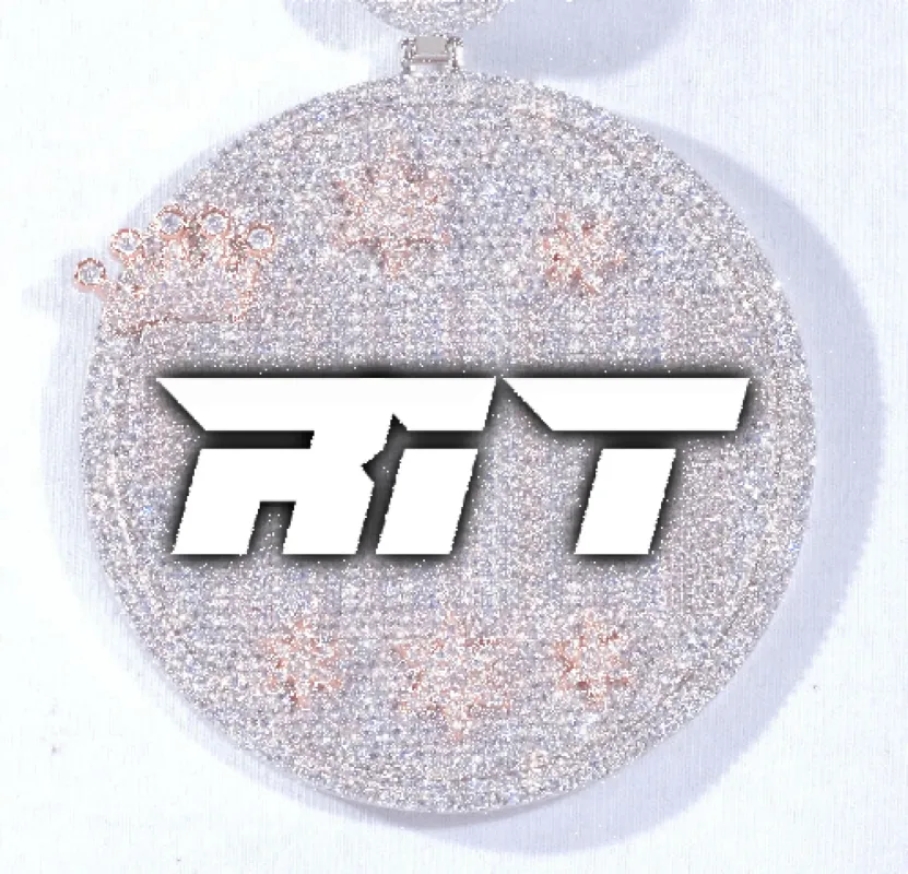 CUSTOM LETTER NECKLACE 3D BIG CROWN DISC sold by The GUU Shop