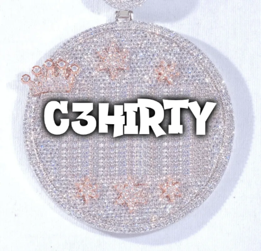 CUSTOM LETTER NECKLACE 3D BIG CROWN DISC sold by The GUU Shop