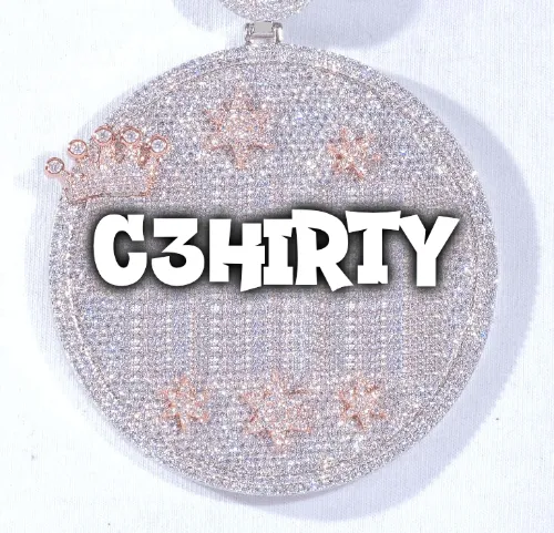 CUSTOM LETTER NECKLACE 3D BIG CROWN DISC sold by The GUU Shop