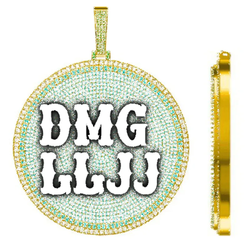 CUSTOM LETTER NECKLACE 3D BIG DISC sold by The GUU Shop