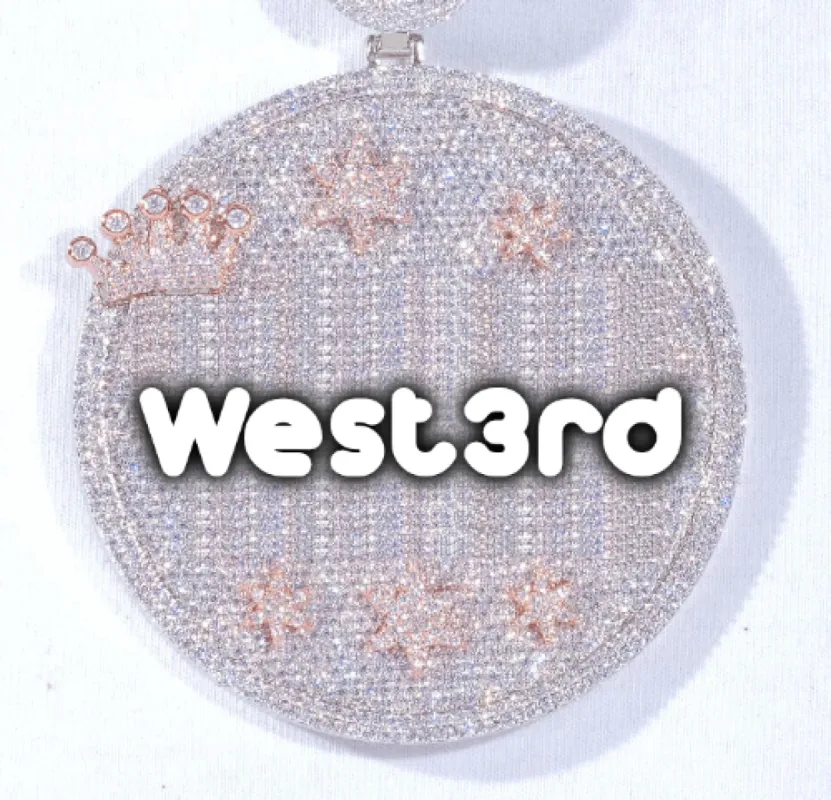 CUSTOM LETTER NECKLACE 3D BIG CROWN DISC sold by The GUU Shop