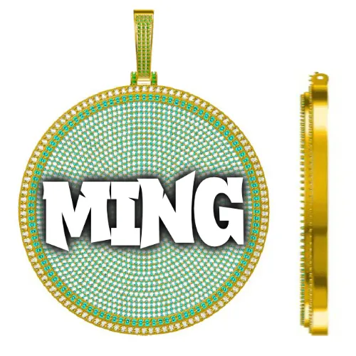 CUSTOM LETTER NECKLACE 3D BIG DISC sold by The GUU Shop