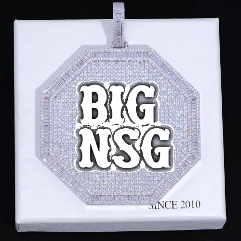 CUSTOM LETTER NECKLACE 3D BIG OCTAGON sold by The GUU Shop