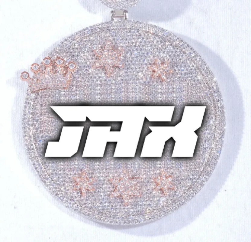 CUSTOM LETTER NECKLACE 3D BIG CROWN DISC sold by The GUU Shop