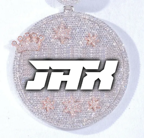 CUSTOM LETTER NECKLACE 3D BIG CROWN DISC sold by The GUU Shop