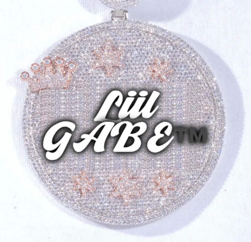 CUSTOM LETTER NECKLACE 3D BIG CROWN DISC sold by The GUU Shop