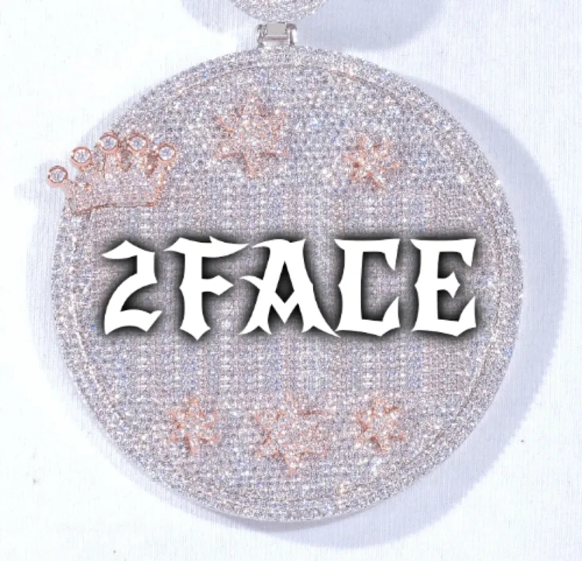 CUSTOM LETTER NECKLACE 3D BIG CROWN DISC sold by The GUU Shop