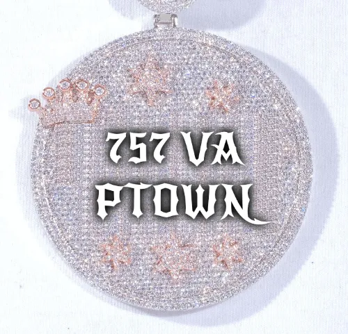 CUSTOM LETTER NECKLACE 3D BIG CROWN DISC sold by The GUU Shop