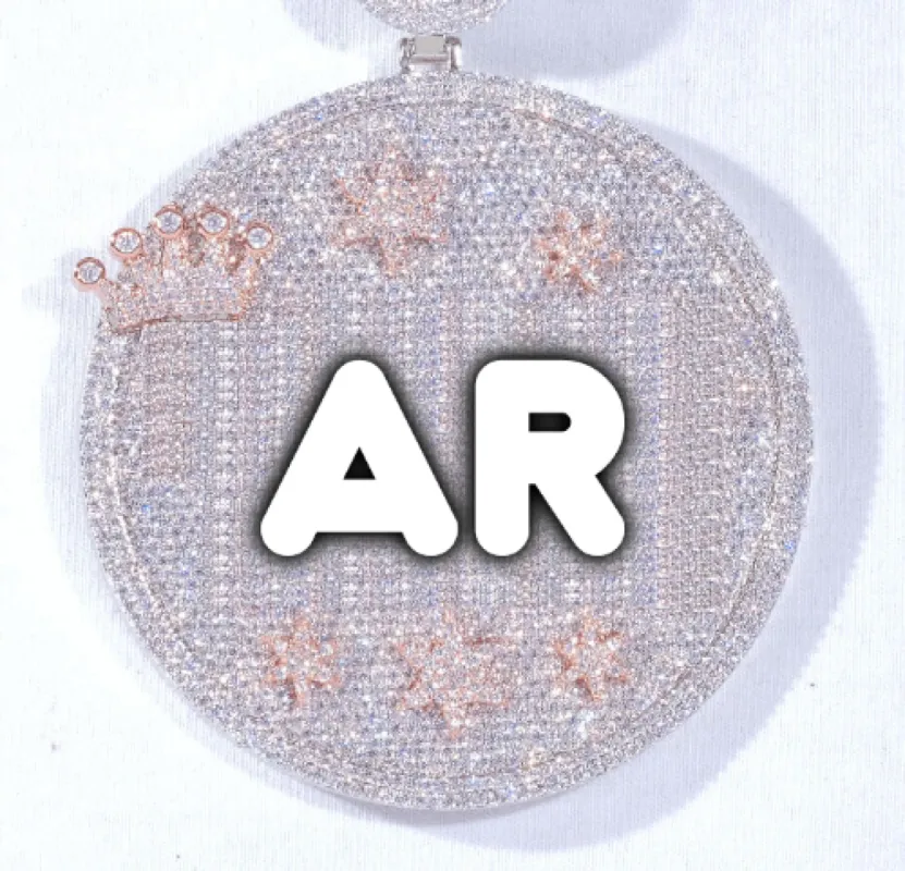 CUSTOM LETTER NECKLACE 3D BIG CROWN DISC sold by The GUU Shop