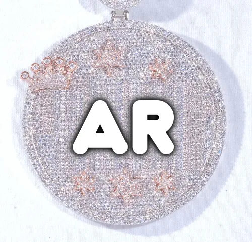 CUSTOM LETTER NECKLACE 3D BIG CROWN DISC sold by The GUU Shop