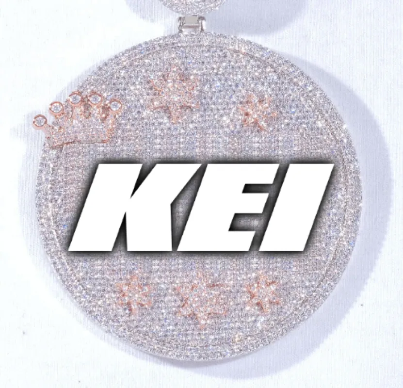 CUSTOM LETTER NECKLACE 3D BIG CROWN DISC sold by The GUU Shop