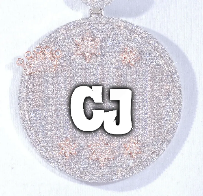 CUSTOM LETTER NECKLACE 3D BIG CROWN DISC made by The GUU Shop