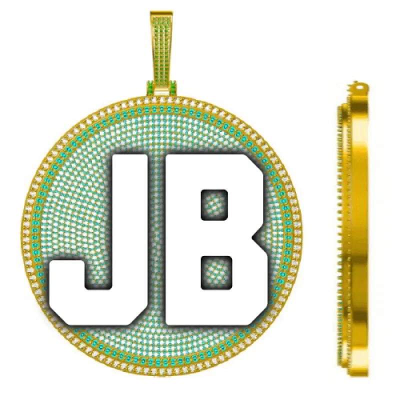 CUSTOM LETTER NECKLACE 3D BIG DISC sold by The GUU Shop