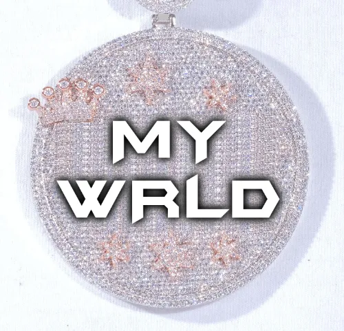 CUSTOM LETTER NECKLACE 3D BIG CROWN DISC sold by The GUU Shop