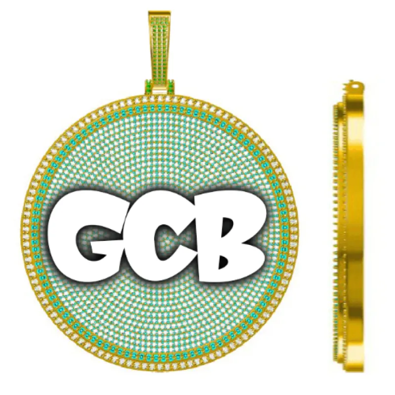 CUSTOM LETTER NECKLACE 3D BIG DISC sold by The GUU Shop