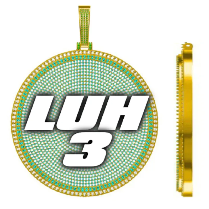 CUSTOM LETTER NECKLACE 3D BIG DISC sold by The GUU Shop