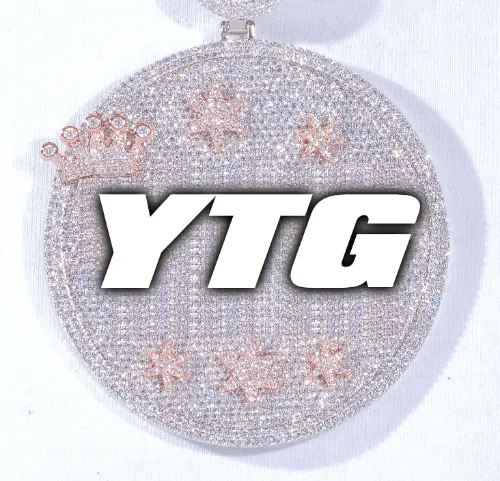 CUSTOM LETTER NECKLACE 3D BIG CROWN DISC sold by The GUU Shop