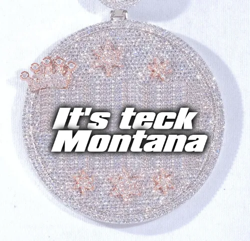 CUSTOM LETTER NECKLACE 3D BIG CROWN DISC sold by The GUU Shop