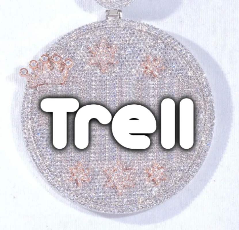 CUSTOM LETTER NECKLACE 3D BIG CROWN DISC sold by The GUU Shop