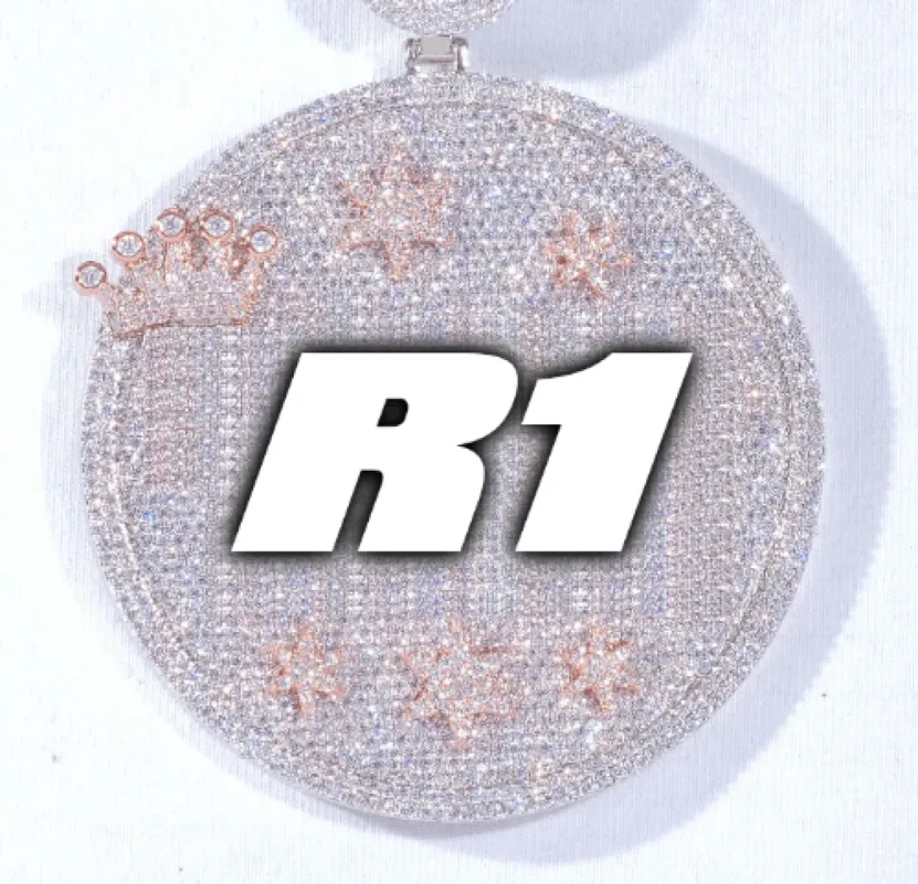 CUSTOM LETTER NECKLACE 3D BIG CROWN DISC sold by The GUU Shop