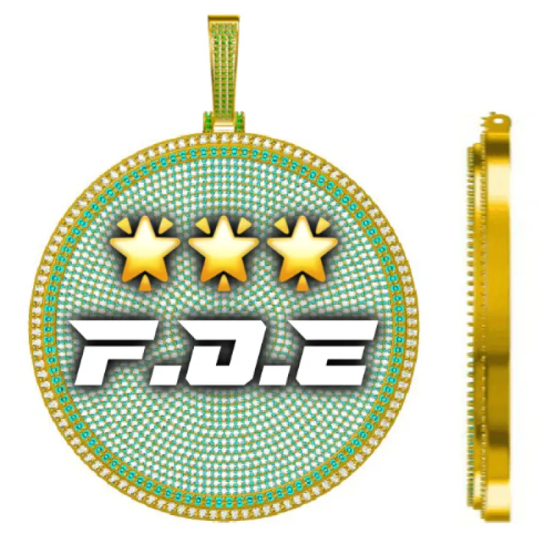 CUSTOM LETTER NECKLACE 3D BIG DISC sold by The GUU Shop