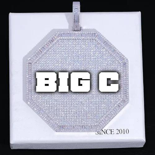 CUSTOM LETTER NECKLACE 3D BIG OCTAGON sold by The GUU Shop