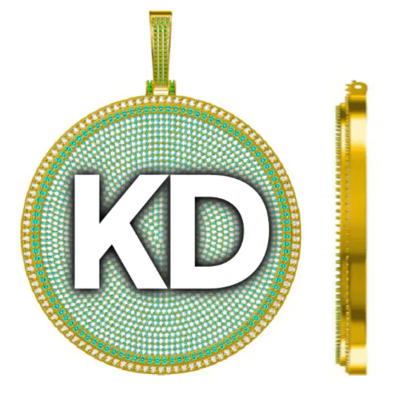 CUSTOM LETTER NECKLACE 3D BIG DISC sold by The GUU Shop