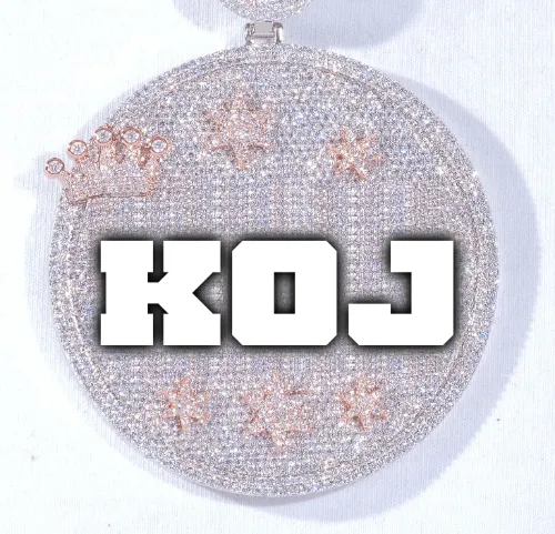 CUSTOM LETTER NECKLACE 3D BIG CROWN DISC sold by The GUU Shop