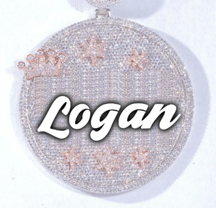 CUSTOM LETTER NECKLACE 3D BIG CROWN DISC sold by The GUU Shop