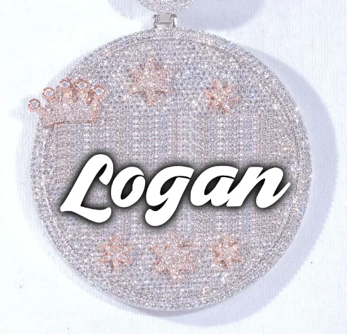 CUSTOM LETTER NECKLACE 3D BIG CROWN DISC sold by The GUU Shop