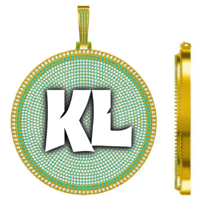 CUSTOM LETTER NECKLACE 3D BIG DISC sold by The GUU Shop