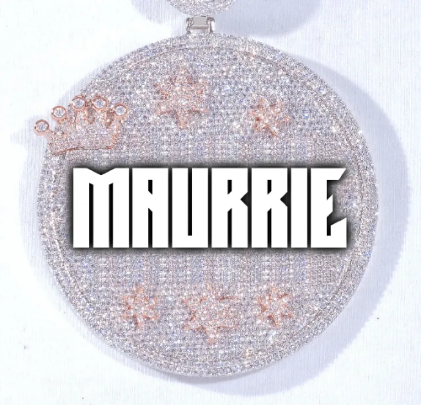 CUSTOM LETTER NECKLACE 3D BIG CROWN DISC sold by The GUU Shop