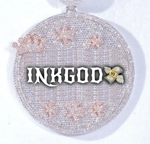 CUSTOM LETTER NECKLACE 3D BIG CROWN DISC sold by The GUU Shop