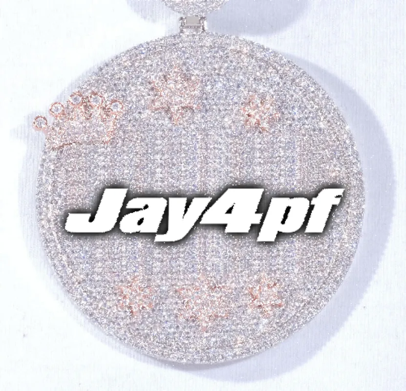 CUSTOM LETTER NECKLACE 3D BIG CROWN DISC sold by The GUU Shop