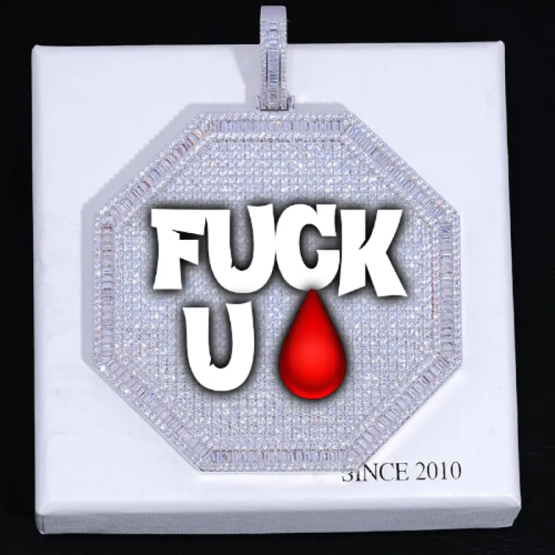 CUSTOM LETTER NECKLACE 3D BIG OCTAGON sold by The GUU Shop