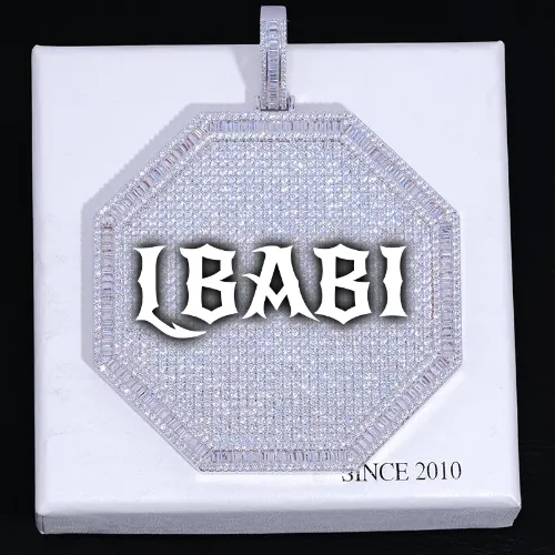 CUSTOM LETTER NECKLACE 3D BIG OCTAGON sold by The GUU Shop