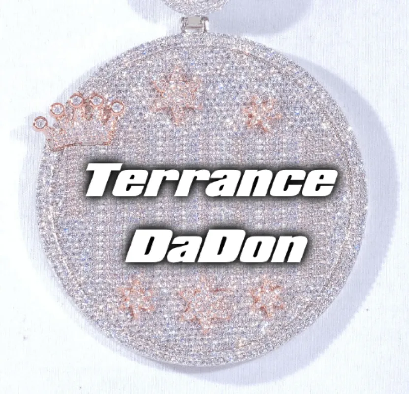 CUSTOM LETTER NECKLACE 3D BIG CROWN DISC sold by The GUU Shop