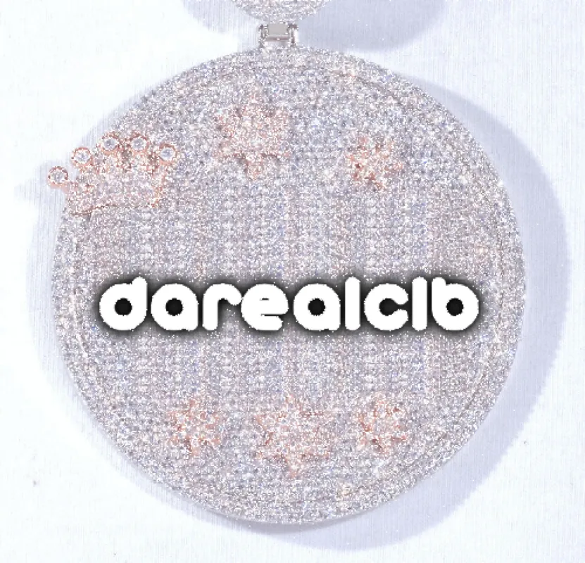 CUSTOM LETTER NECKLACE 3D BIG CROWN DISC sold by The GUU Shop