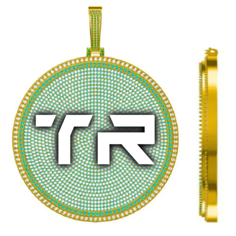 CUSTOM LETTER NECKLACE 3D BIG DISC sold by The GUU Shop