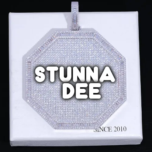 CUSTOM LETTER NECKLACE 3D BIG OCTAGON sold by The GUU Shop